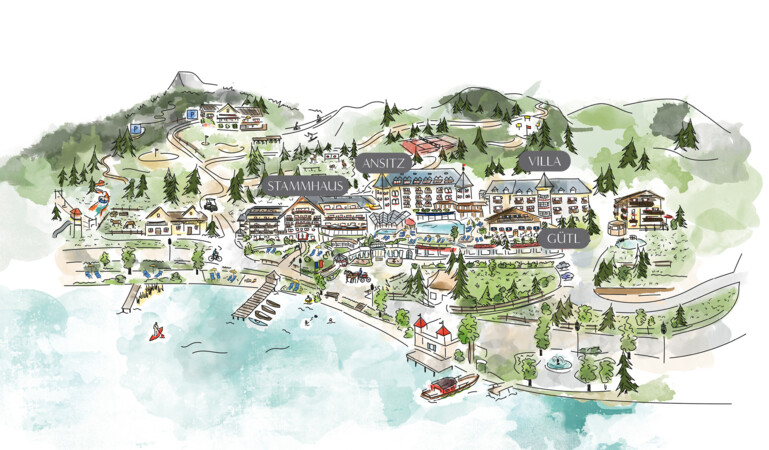Übersichtskarte des Waldhof Fuschlsee Resorts